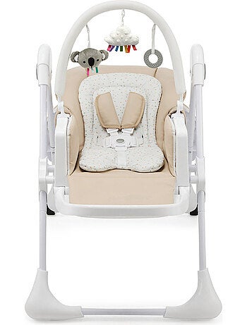 Chaise Haute Kinderkraft TUMMIE 2 en 1 avec Fonction Transat, 7 Hauteurs et Double Plateau