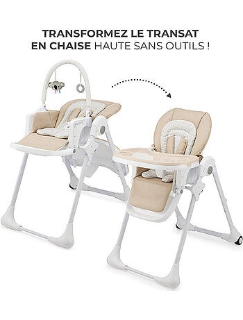 Chaise Haute Kinderkraft TUMMIE 2 en 1 avec Fonction Transat, 7 Hauteurs et Double Plateau
