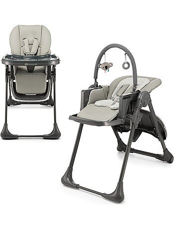 Chaise Haute Kinderkraft TUMMIE 2 en 1 avec Fonction Transat, 7 Hauteurs et Double Plateau