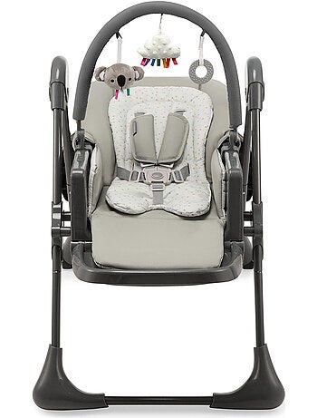 Chaise Haute Kinderkraft TUMMIE 2 en 1 avec Fonction Transat, 7 Hauteurs et Double Plateau