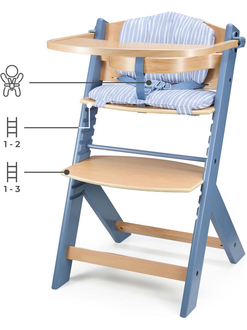 Kinderkraft - chaise haute évolutive enock avec coussin Bleu - Kiabi