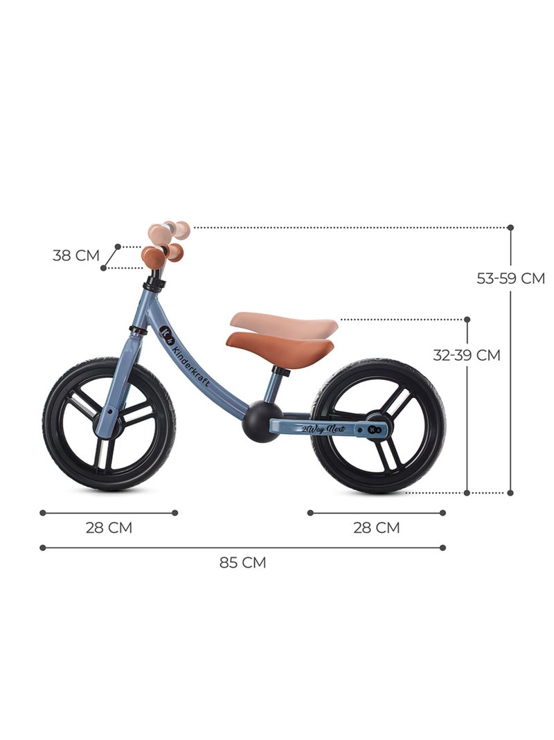 Kinderkraft 2WAY NEXT - Vélo sans pédales (draisienne) - Selle/guidon réglables - EVA Bleu - Kiabi