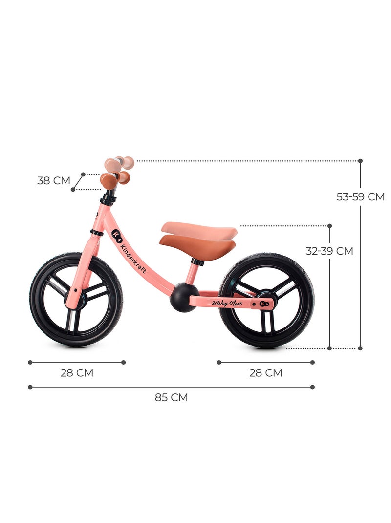 Kinderkraft 2WAY NEXT - Vélo sans pédales (draisienne) - Selle/guidon réglables - EVA Rose - Kiabi