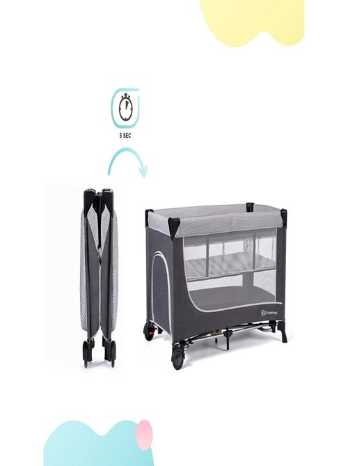 Kinderkraft folding bed LEODY grey - Kiabi