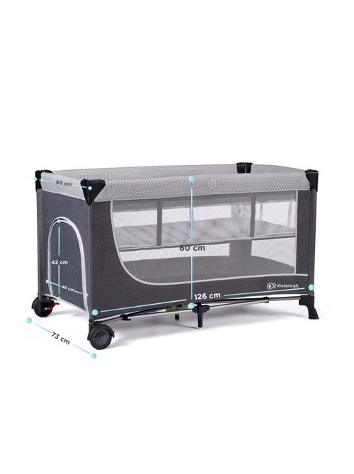 Kinderkraft folding bed LEODY grey - Kiabi