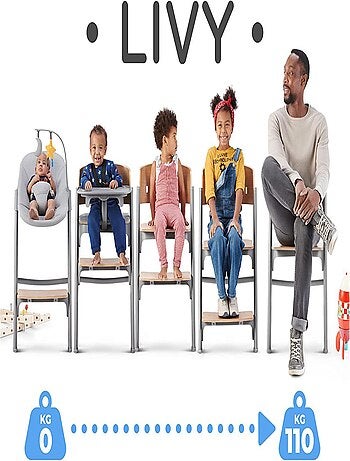 Kinderkraft high chair LIVY oak + bouncer CALMEE