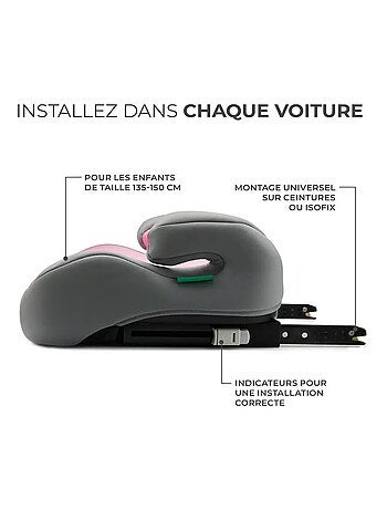 Kinderkraft I-BOOST i-Size - Rehausseur auto ISOFIX R129, 135-150cm, mousse/housse amovible