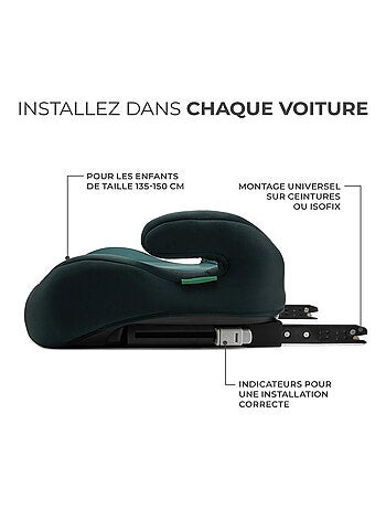 Kinderkraft I-BOOST i-Size - Rehausseur auto ISOFIX R129, 135-150cm, mousse/housse amovible