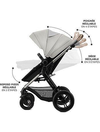 Kinderkraft MOOV 2 XL 3 en 1 avec siège convertible, nacelle XL et roues gonflables