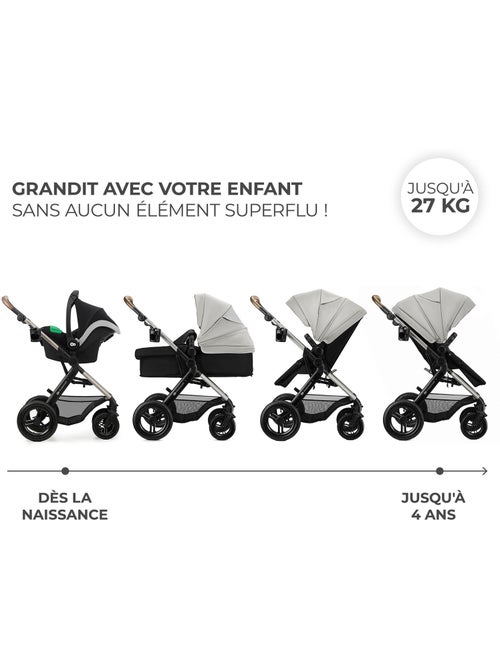 Kinderkraft MOOV 2 XL 3 en 1 avec siège convertible, nacelle XL et roues gonflables - Kiabi Kinderkraft MOOV 2 XL 3 en 1 avec siège convertible, nacelle XL et roues gonflables - Kiabi