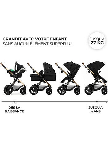 Kinderkraft MOOV 2 XL 3 en 1 avec siège convertible, nacelle XL et roues gonflables