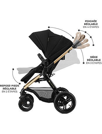 Kinderkraft MOOV 2 XL 3 en 1 avec siège convertible, nacelle XL et roues gonflables