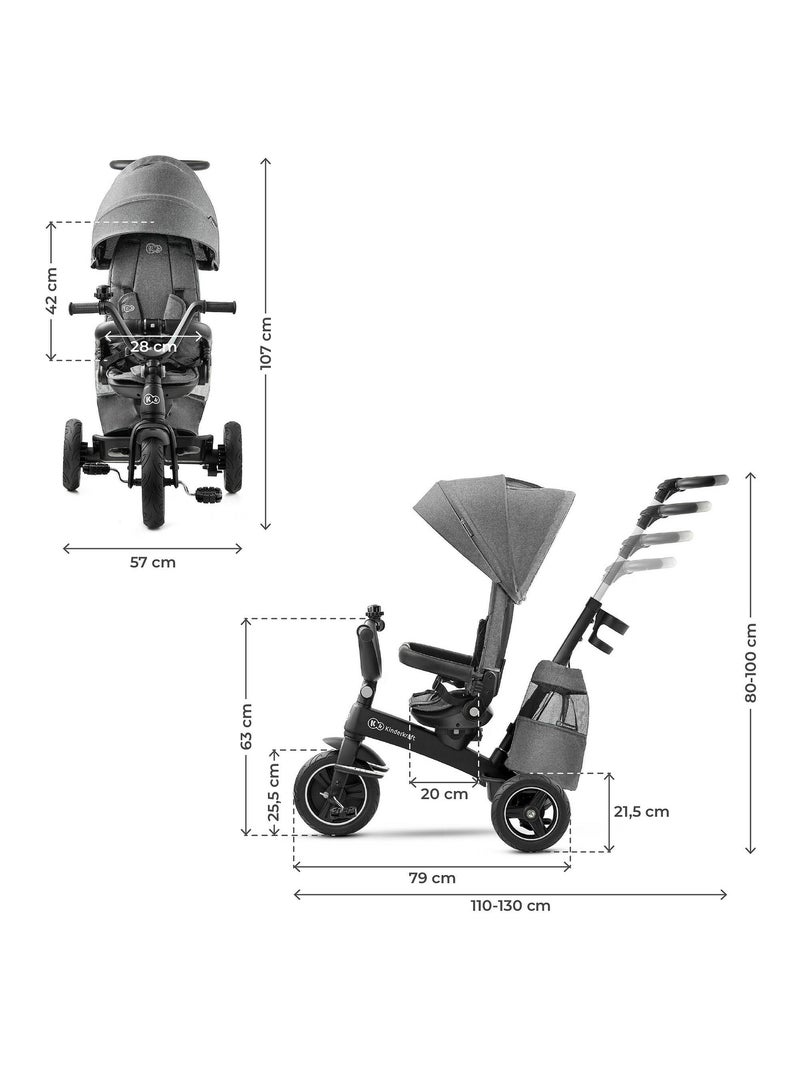 Kinderkraft tricycle EASYTWIST platinum grey Gris - Kiabi