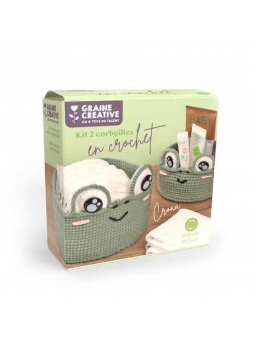 Kit 2 corbeilles grenouilles en crochet - Kiabi
