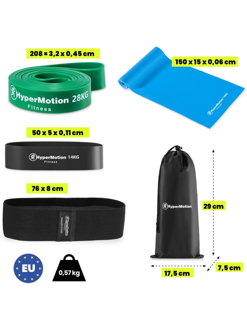Kit 4 bandes de résistance hommes hypermotion 14 à 28 kg musculation Noir - Kiabi