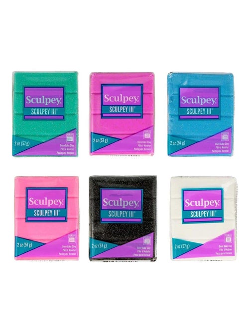 Kit 6 pâtes polymères pailletées 57 g - Sculpey - Kiabi