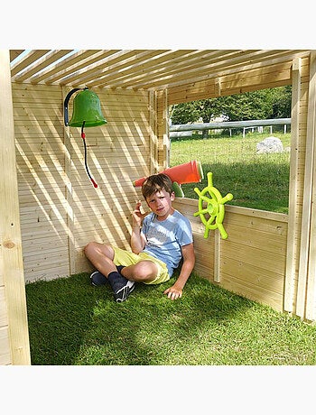 Kit accessoires Pirate pour aire de jeux cloche, longue-vue et gouvernail