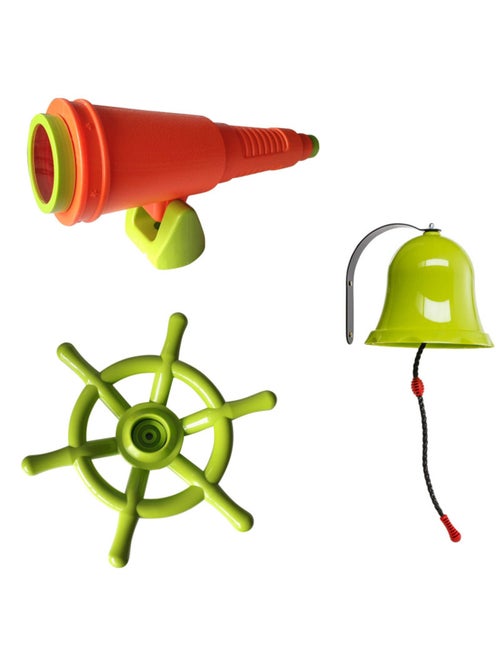 Kit accessoires Pirate pour aire de jeux cloche, longue-vue et gouvernail - Kiabi