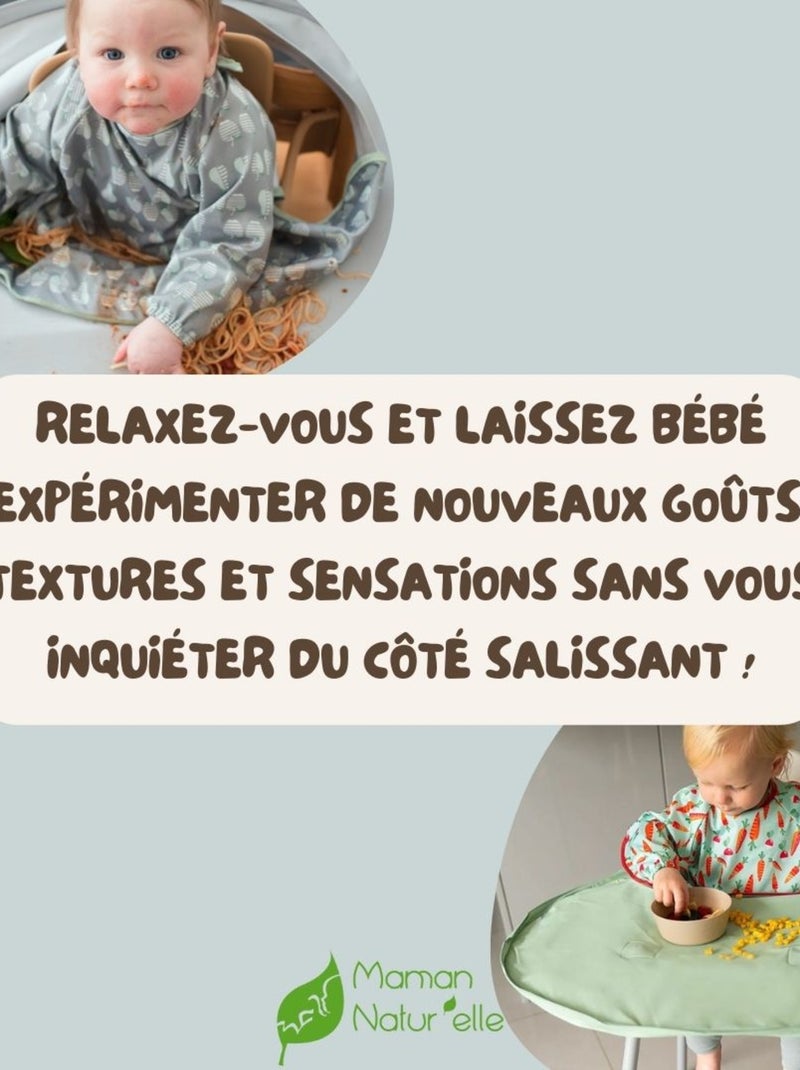 Kit Bavoir et Plateau Tidy Tot  - Vert Cendré Vert - Kiabi