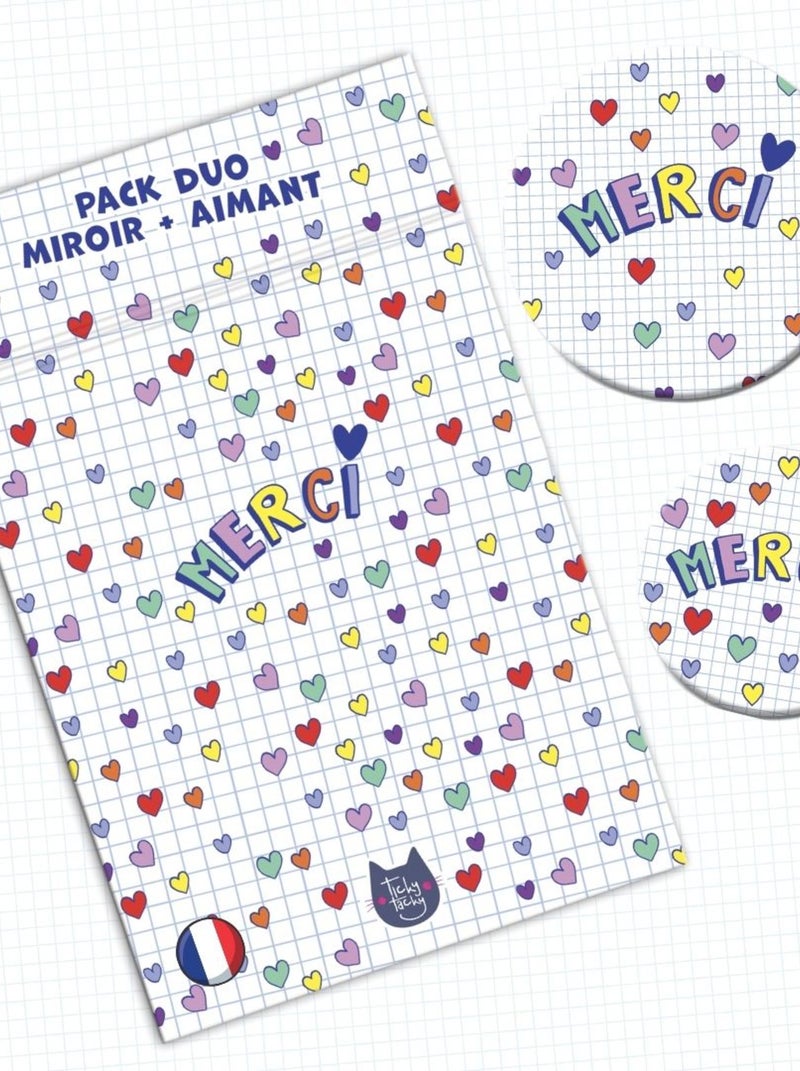 Kit Cadeau Merci Coeurs | Pack Carte + Miroir + Aimant Version Cœurs  | Cadeau maîtresse, nounou N/A - Kiabi