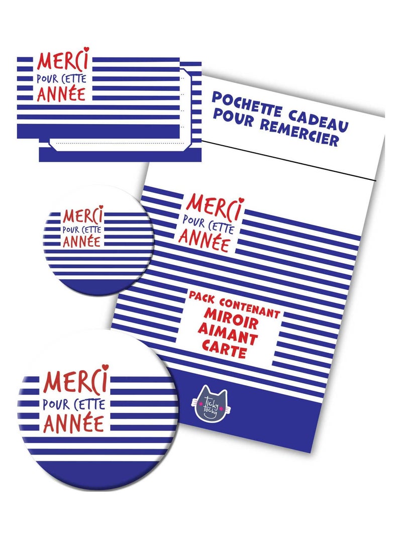 Kit Cadeau Merci Marin | Pack Carte + Miroir + Aimant Version Marin | Cadeau maîtresse, nounou N/A - Kiabi