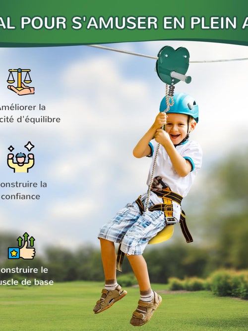 Kit complet tyrolienne 25 m - acier PE - Kiabi