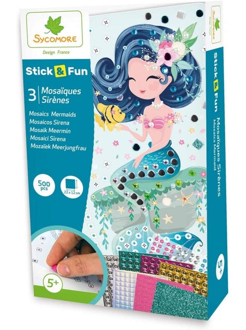 Kit Créatif Stick n Fun Mosaïque Sirènes - 3 Tableaux Colorés - Kiabi