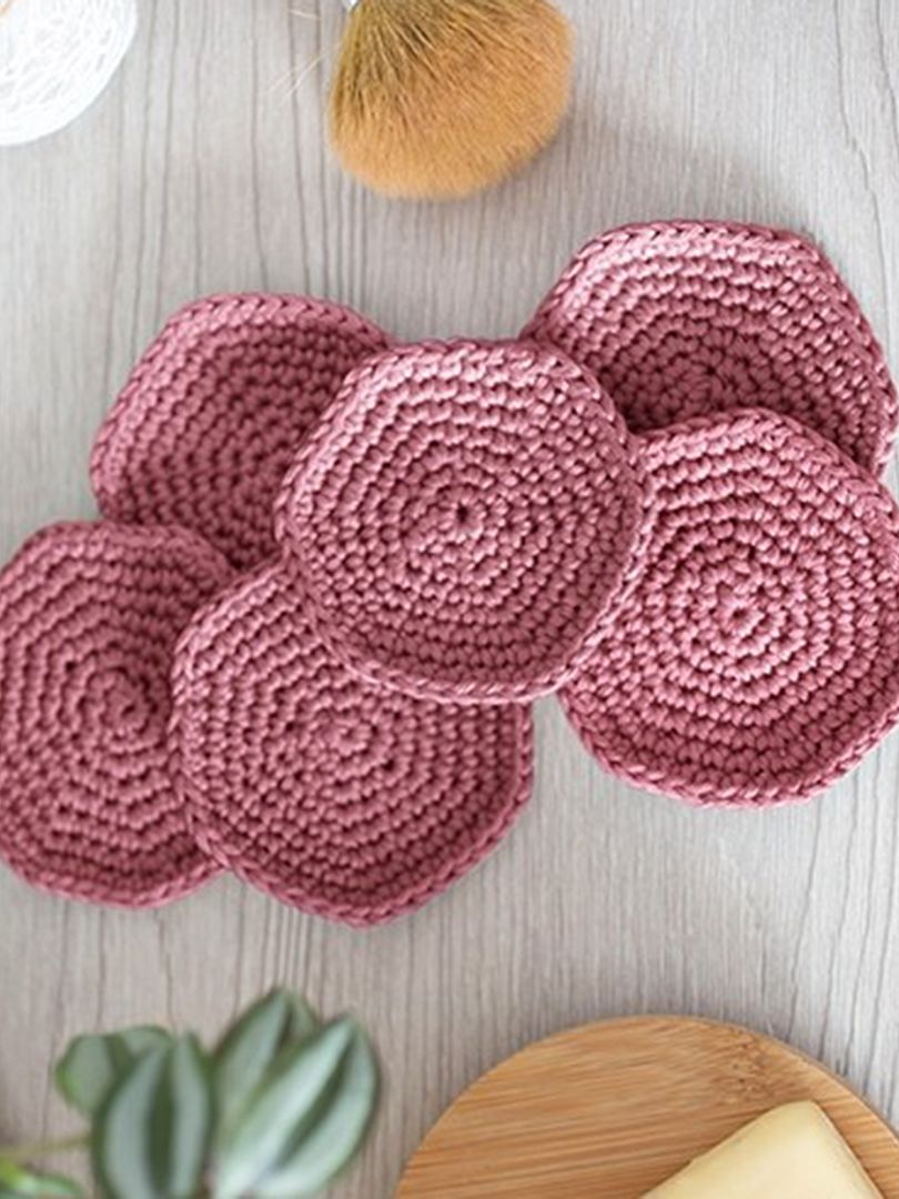 Kit crochet 'disques à démaquiller' - rose - Kiabi - 8.00€