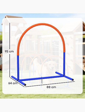 Kit d'agilité chien - 4 arcs d'agilité, sac transport - orange bleu