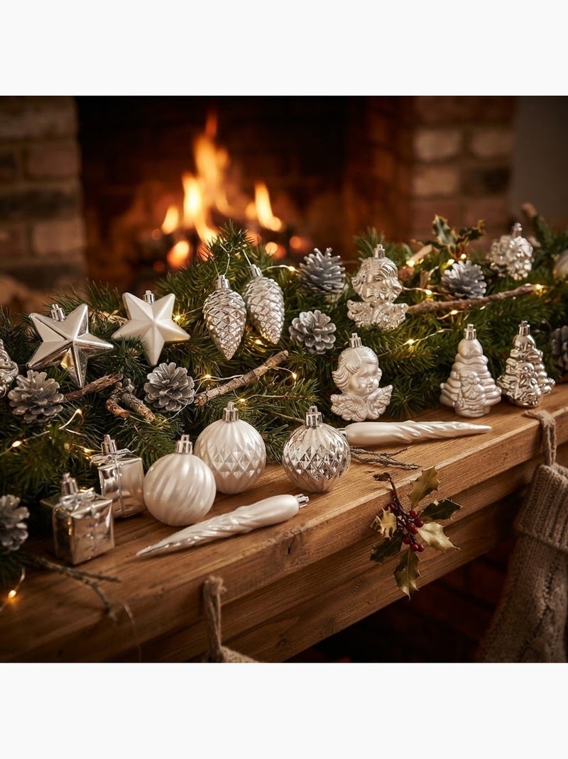Kit de 16 boules et décorations de noël argent assortiment festif Argent - Kiabi