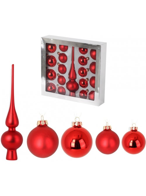Kit de 19 boules de noel rouge - Kiabi Kit de 19 boules de noel rouge - Kiabi