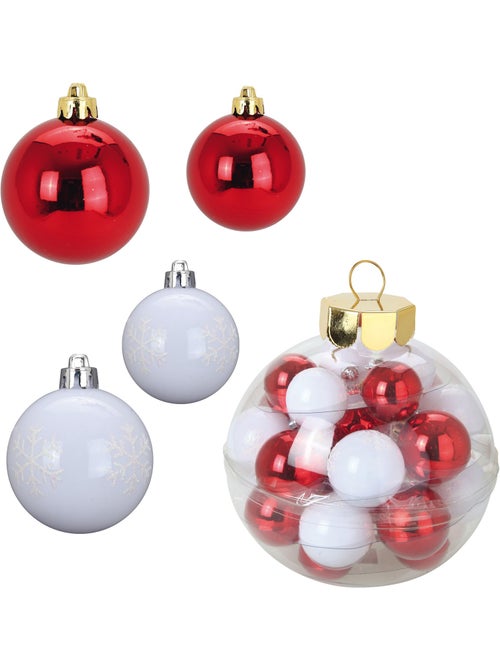Kit de 27 boules de noël – rouge et blanc - Kiabi Kit de 27 boules de noël – rouge et blanc - Kiabi