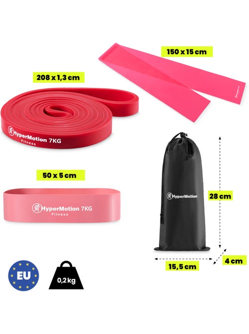 Kit de 3 bandes de résistance femmes hypermotion 7 kg avec sac de rangement - Kiabi Kit de 3 bandes de résistance femmes hypermotion 7 kg avec sac de rangement - Kiabi