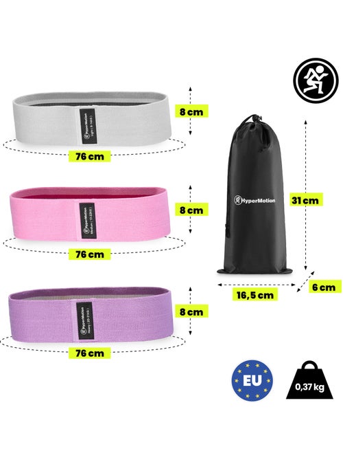 Kit de 3 bandes de résistance tissu fessiers hypermotion 14 à 31 kg rose - Kiabi Kit de 3 bandes de résistance tissu fessiers hypermotion 14 à 31 kg rose - Kiabi