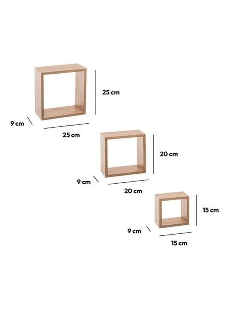 Kit de 3 étagères murales Cube chêne naturel Marron - Kiabi