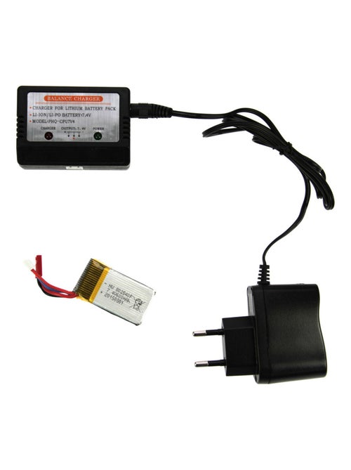 Kit de chargement drone avec batterie LiPo 7.4V 600mAh et chargeur - Kiabi Kit de chargement drone avec batterie LiPo 7.4V 600mAh et chargeur - Kiabi