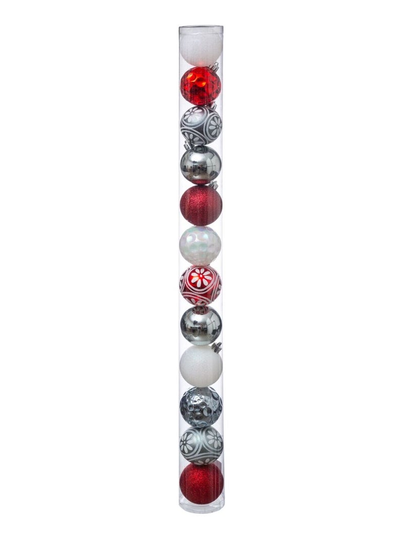 Kit de déco pour sapin de Noël - 12 Boules Blanc Argenté - Kiabi