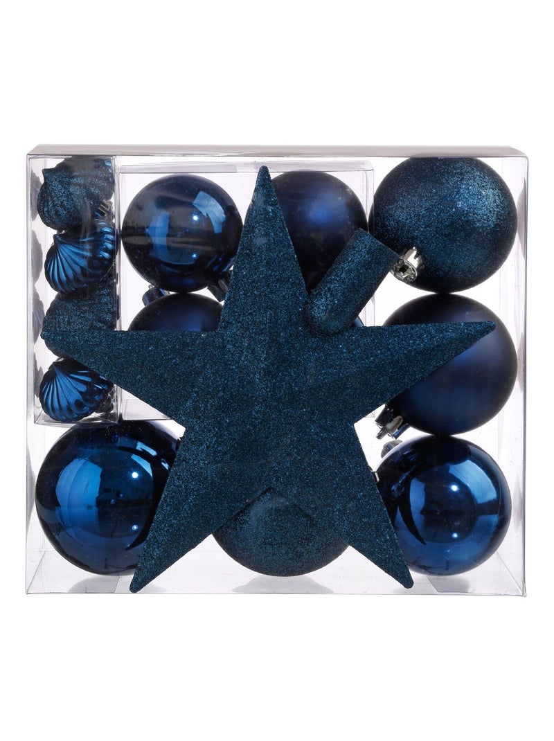 Kit de décorations pour sapin de Noël 18 pièces Bleu foncé - Kiabi