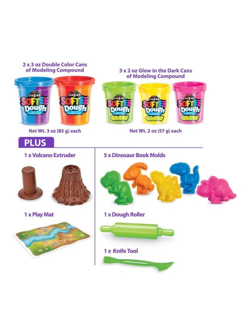 Kit de dinosaures en pâte à modeler malléable et fluorescente - Kiabi Kit de dinosaures en pâte à modeler malléable et fluorescente - Kiabi