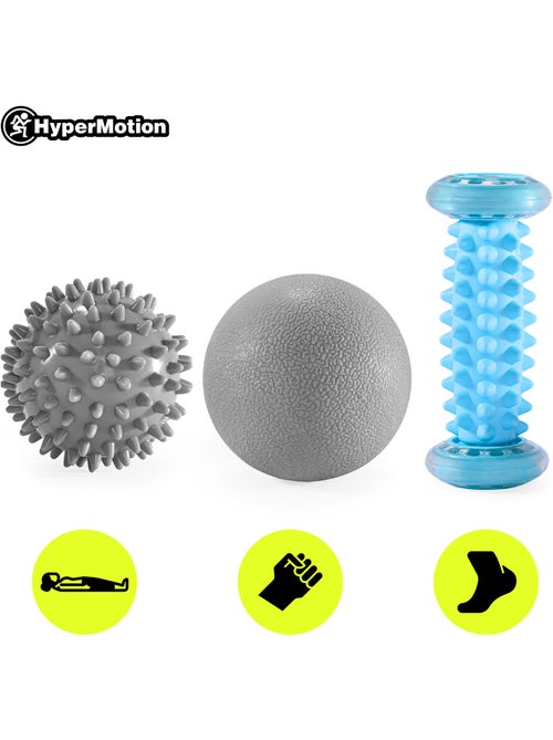 Kit de massage 3 en 1 hypermotion balles et rouleau de massage pieds et corps - Kiabi Kit de massage 3 en 1 hypermotion balles et rouleau de massage pieds et corps - Kiabi