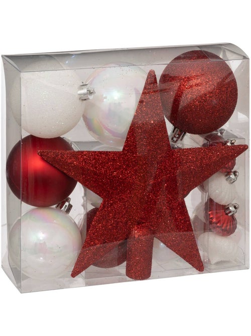 Kit de sapin "colorama de noël" 18 pièces rouge/blanc - Kiabi
