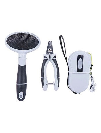 Kit de toilettage complet pour chien avec brosse, coupe-ongle et laisse