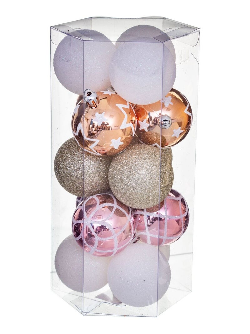 Kit déco pour sapin de Noël - 15 Pièces Blanc Doré - Kiabi