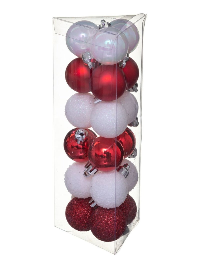 Kit déco pour sapin de Noël - 18 Pièces Blanc Rouge - Kiabi