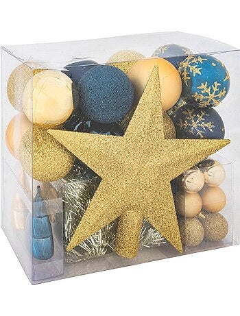 Kit décos de sapin 44 pièces bleu or
