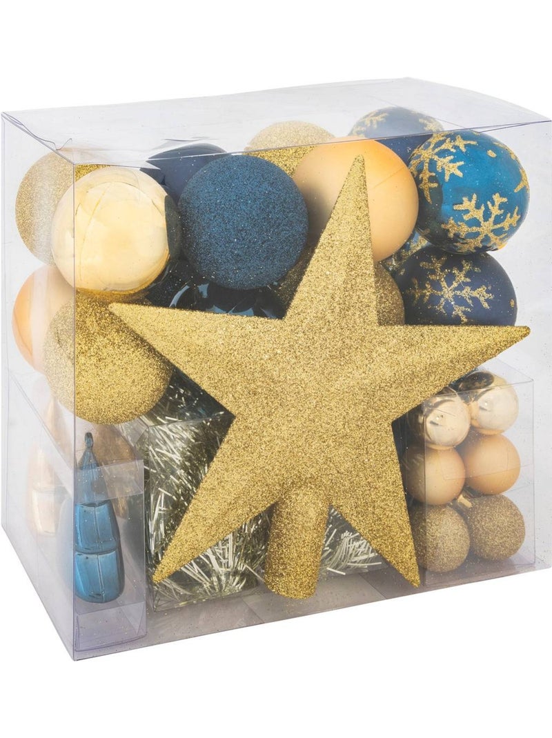 Kit décos de sapin 44 pièces bleu or Bleu - Kiabi