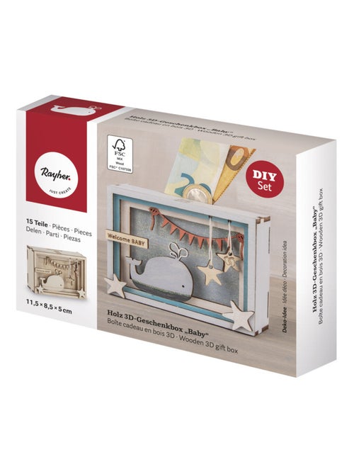 Kit DIY - Urne en bois 3D pour babyshower - Rayher - Kiabi
