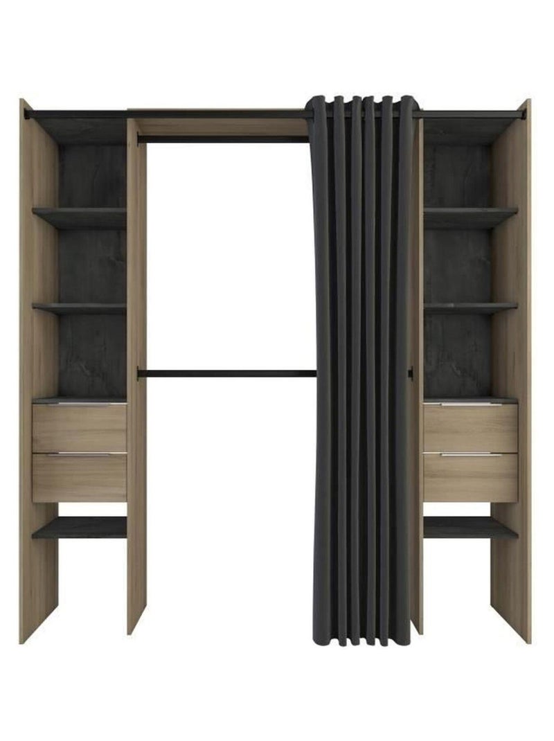 Kit dressing 2 colonnes + 2 penderies + 4 tiroirs - Demeyere Marron - Kiabi