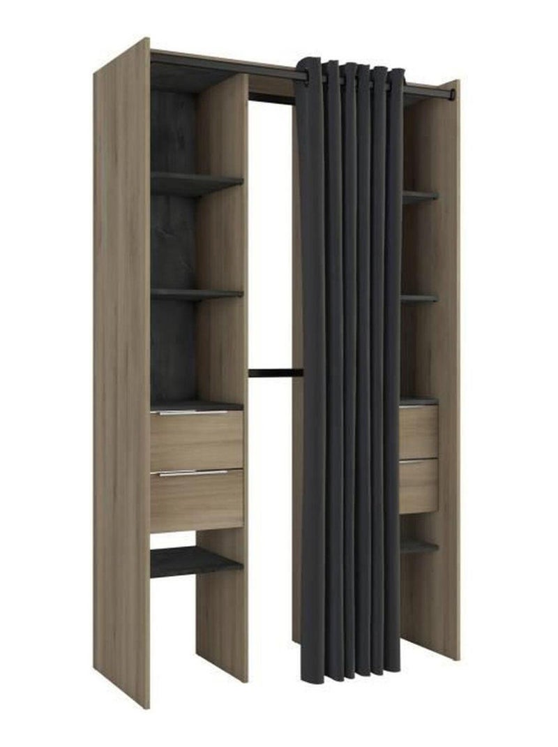 Kit dressing 2 colonnes + 2 penderies + 4 tiroirs - Demeyere Marron - Kiabi
