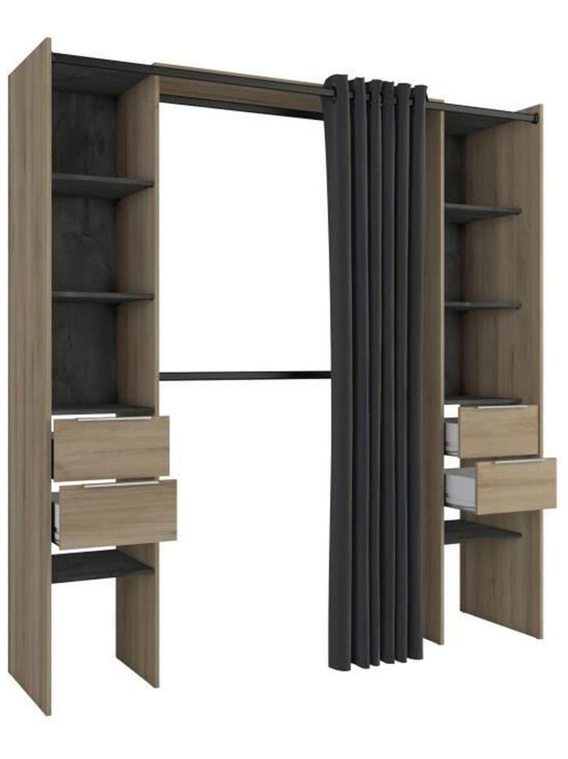 Kit dressing 2 colonnes + 2 penderies + 4 tiroirs - Demeyere Marron - Kiabi